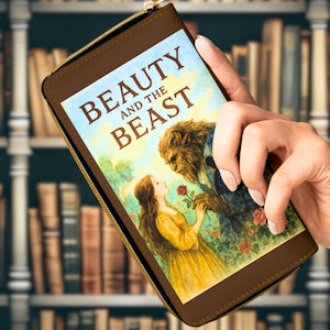 Boekenportemonnee met het klassieke sprookje Belle en het beest voor vintage en fantasy-esthetiek