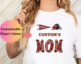 Camisa personalizada de mamá de fútbol, camiseta personalizada de mamá de fútbol de jugador, camisetas deportivas, regalo del día de la madre, regalo del día de la madre deportiva para su camiseta