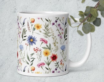 Field Flowers Mug | White Natural Cup