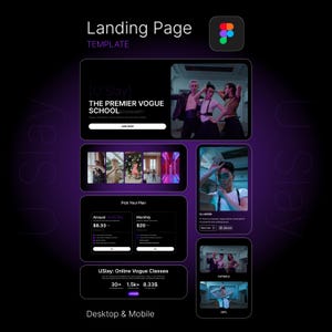 Dance Course Website Design: Dark Modern Landing Page Template (Figma, Mobile & Desktop)