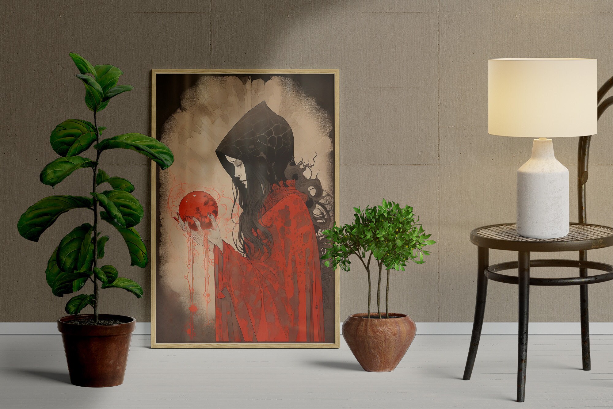 Scarlet Witch With Magic Ball Digital Wall Art Print Halloween Wall Decor Witchcraft Printable ...