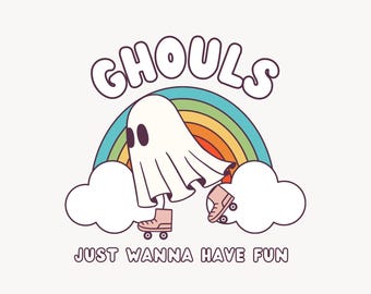 Fantasma de Halloween retro PNG, Clipart de Halloween, Fantasma png, Camiseta de Halloween png, Ghouls Just Wanna have Fun png, Retro Svg, Diseño de sublimación