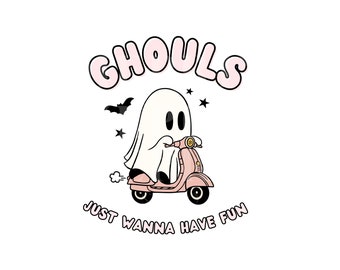 Retro Halloween Ghost PNG, Halloween Clipart, Ghost png, Camisa de Halloween png, Ghouls Just Wanna Have Fun png, Retro Svg, Diseño de sublimación