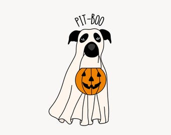 Pitbull Ghost PNG, Halloween Dog Ghost png, Halloween Clipart, Retro Ghost, Sublimazione Design, Adesivo Ghost Dog, Ghost Dog svg