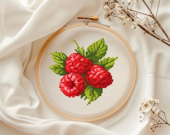 Raspberry Cross Stitch Pattern (PDF Download)