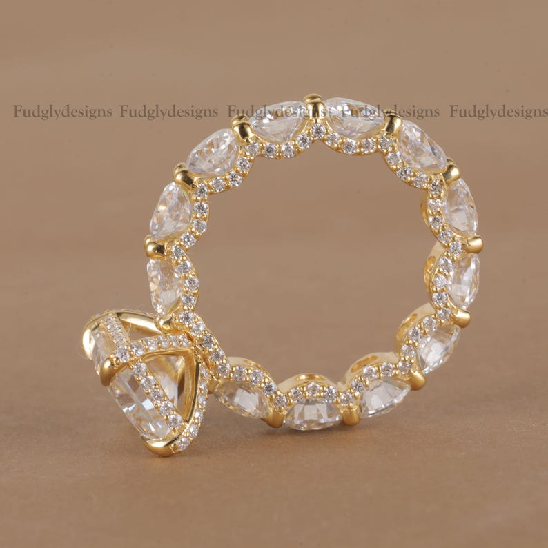 Stringading Ring Radiant Cut Sparkly Ring 4 Carat Diamond Engagement Wedding Statement ...