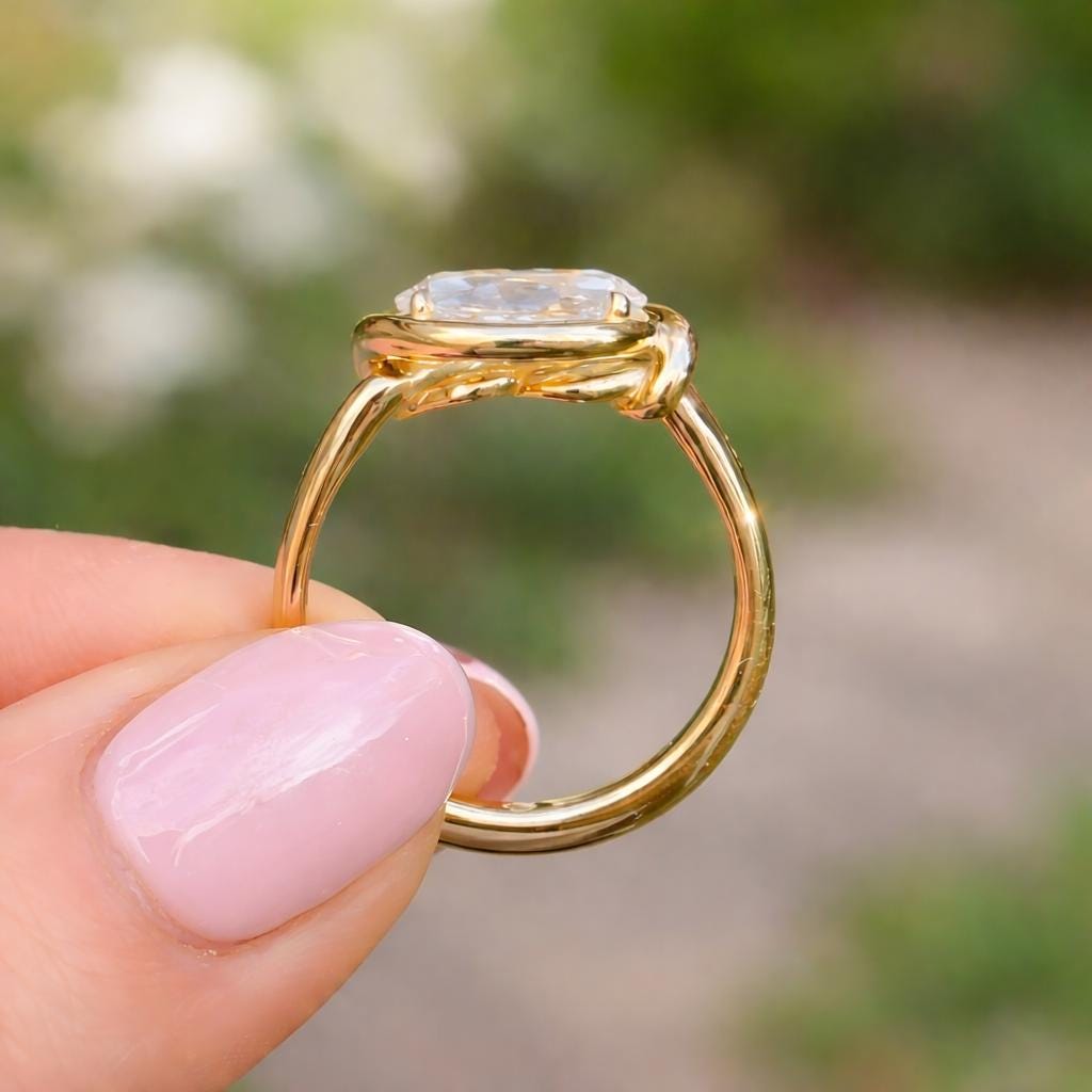 Oval Cut Moissanite Engagement Ring Solitaire in Gold Dainty Bridal ...