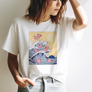 Japanese Wave Axolotl Shirt, Funny Axolotl Shirt, Gift for Animal Lover, Axolotl Lover Gift, Present for Pet Lovers, Japanese Design