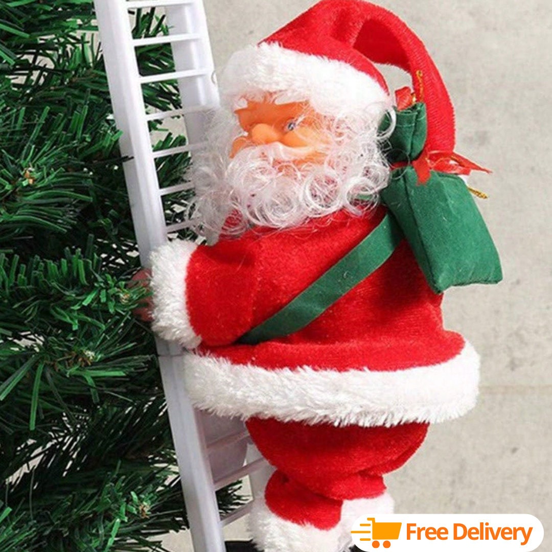 Santa Claus Climbing Ladder Christmas Tree Decoration Home Etsy