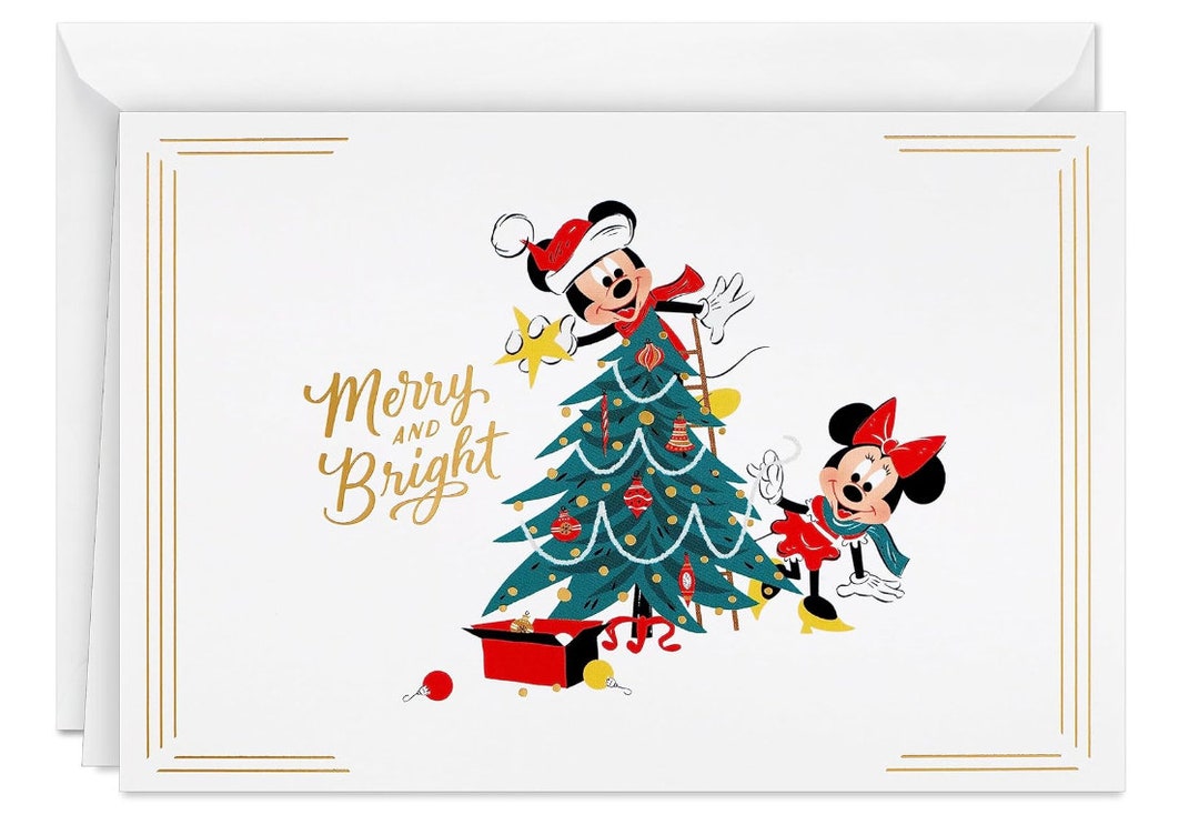 Disney Mickey Mouse Christmas Cards 16 Cards and Envelopes Etsy