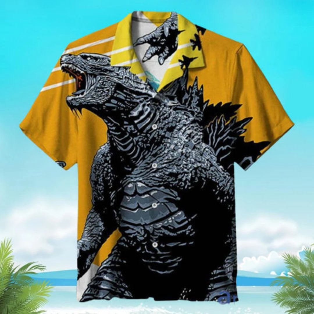 Godzilla Hawaiian Shirt Godzilla Button Shirt Vintage Hawaii Etsy