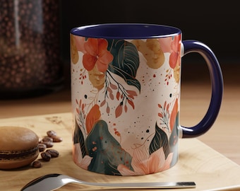 Calm Floral Coffee Accent Mug | 11oz 15oz