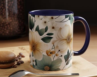 Calm Floral Coffee Accent Mug | 11oz 15oz