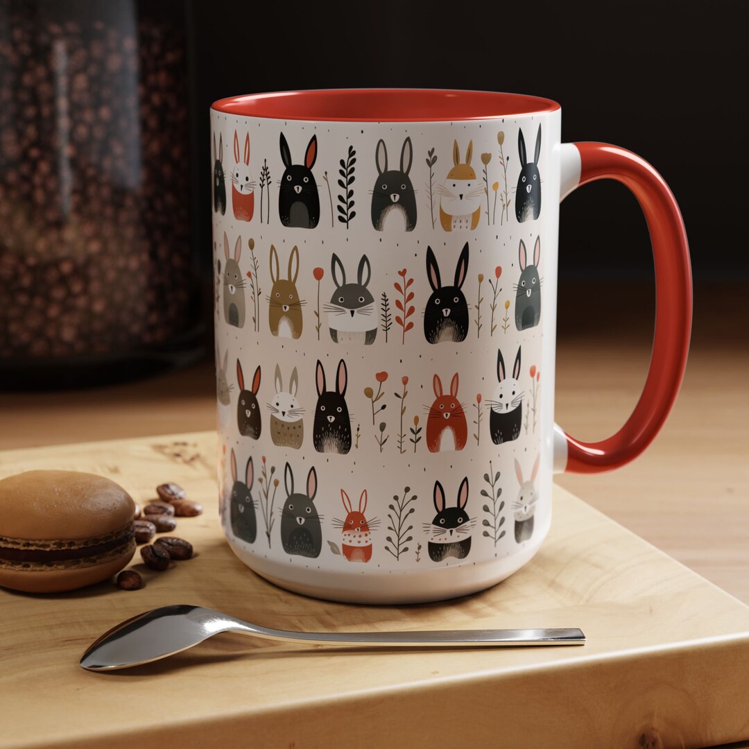 Rabbit Coffee Mug – Cute Bunny Gift for Rabbit Lovers – Two-tone Accent ...