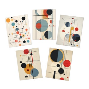 Bauhaus Inspired Multi-Design Greeting Cards (5-Pack)