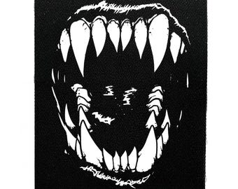Patch à coudre Crocs de vampire - Patchs de veste de combat horreur, gothique, occulte, monstre pour vestes et sacs