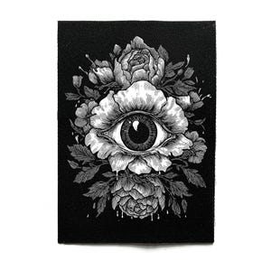 Gothic Eyeball Flower Sew On Back Patch – Occult, Goth, Dark Academia Battle Jacket Patches for Jackets & Bags