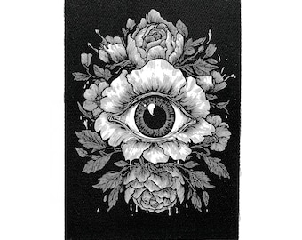 Gothic Augapfel Blume Patch Aufnäher – Okkulte, Gothic, Dark Academia Jacke Patches für Jacken & Taschen