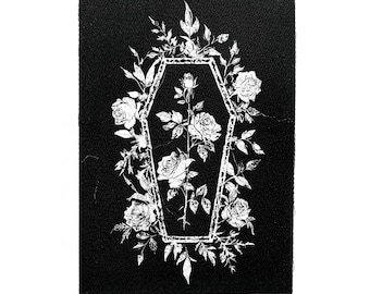 Gothic Rose Aufnäher Sarg aufnähen – Ockult, Gothic, Dark Academia Jacke Aufnäher für Jacken & Taschen