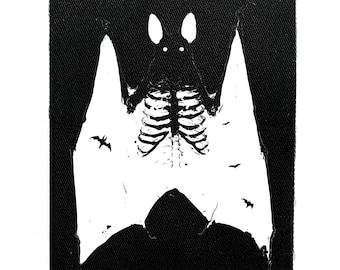 Écusson à coudre squelette de chauve-souris horrifique : écussons occultes, sorcellerie, sorcellerie, gothiques et de vestes de combat pour vestes et sacs