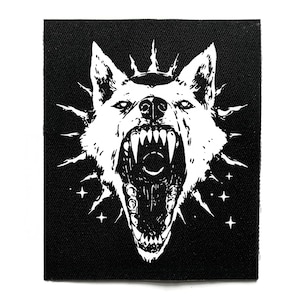 Psychedelic Wolf Sew On Patch – Occult, Witchcraft, Witchy, Goth, Battle Jacket Patches for Jackets & Bags – Screen Printed DIY Accessory