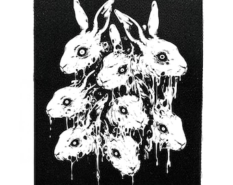 Horror Bunny Rabbit Sew On Patch – Occult, Witchcraft, Witchy, Goth, Battle Jacket Patches for Jackets & Bags – Screen Printed DIY Accessory