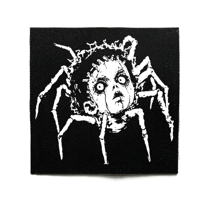 Spider Jacket Patch Creepy Doll Head Spider Sew on Patch – Horror, Crust Punk, Goth, Battle ...