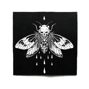 Skull Cicada Punk Sew On Patch – Cottagecore, Crust Punk, Goth, Battle Jacket Patches for Jackets & Bags – Screen Printed DIY Accessory