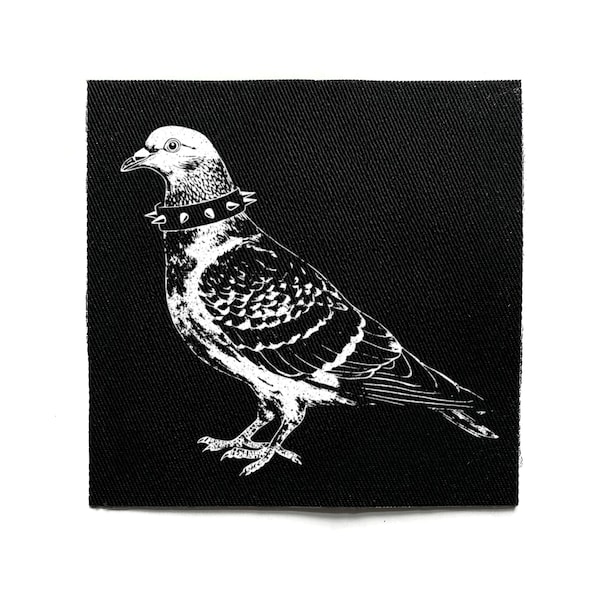 Punk Pigeon Sew On Patch – Funny, Kawaii Goth, Weirdcore, Crust Punk, Gothic, Battle Jacket Patches for Jackets & Bags
