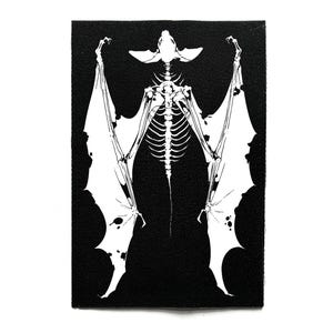 Creepy Bat Skeleton Sew On Patch – Horror, Crust Punk, Dark Cottagecore, Goth, Battle Jacket Patches for Jackets & Bags