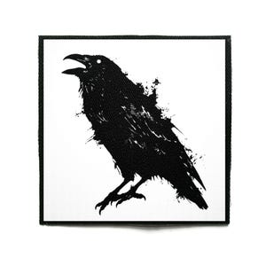 Crow Punk Sew On Patch – Horror, Crust Punk, Folk, Goth, Battle Jacket Patches for Jackets & Bags – Screen Printed DIY Accessory