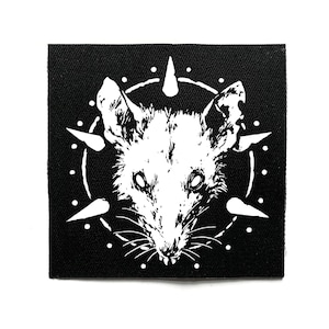 Punk Rat Sew On Patch – Crustpunk, Witchcraft, Witchy, Goth, Battle Jacket Patches for Jackets & Bags – Screen Printed DIY Accessory