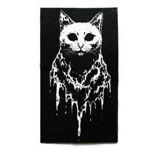 Horror Cat Punk Sew On Patch – Occult, Gothic, Goth, Battle Jacket Patches for Jackets & Bags – Screen Printed DIY Accessory