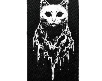 Horror Cat Punk Sew On Patch – Occult, Gothic, Goth, Battle Jacket Patches for Jackets & Bags