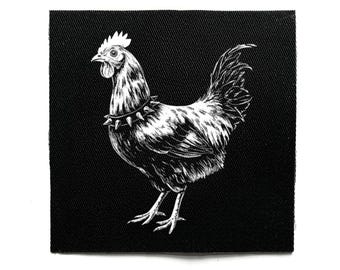 Punk Chicken Sew On Patch – Funny, Kawaii Goth, Weirdcore, Crust Punk, Gothic, Battle Jacket Patches for Jackets & Bags
