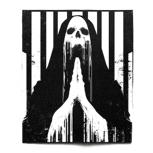 Black Metal Nun Sew On Patch – Occult, Horror, Death Metal, Goth, Battle Jacket Patches for Jackets & Bags – Screen Printed DIY Accessory
