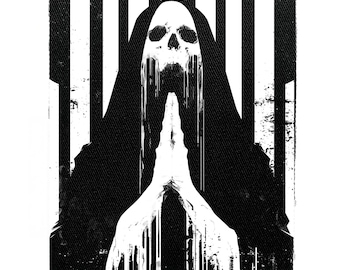 Black Metal Nun Sew On Patch – Occult, Horror, Death Metal, Goth, Battle Jacket Patches for Jackets & Bags – Screen Printed DIY Accessory