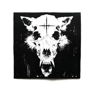 Horror Wolf Skull Sew On Patch – Occult, Witchcraft, Witchy, Goth, Battle Jacket Patches for Jackets & Bags – Screen Printed DIY Accessory