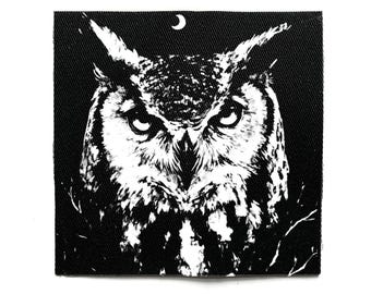 Gothic Mond Eule Aufnäher zum aufnähen – Crust Punk, Dark Cottagecore, Goth, Jacke Patches für Jacken & Taschen