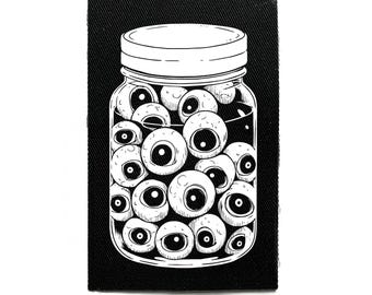 Horror Augapfel Glas Aufnäher zum aufnähen - Weirdcore, Goblincore, Creepy, Gothic Jacke Aufnäher für Jacken & Taschen
