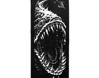 Horror Deep Sea Fish Sew On Patch – Creepy Punk Battle Jacket Patches for Jackets & Bags