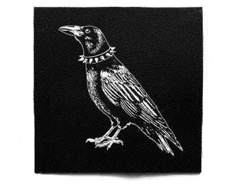 Punk Crow Sew On Patch – Funny, Kawaii Goth, Weirdcore, Crust Punk, Gothic, Battle Jacket Patches for Jackets & Bags