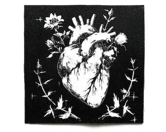 Anatomical Heart Sew On Patch – Cottagecore, Crust Punk, Folk, Goth, Battle Jacket Patches for Jackets & Bags