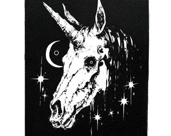 Écusson à coudre licorne zombie horreur - écussons occultes, sorcellerie, gothique, veste de combat pour vestes et sacs - accessoire DIY sérigraphié