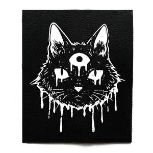 Three Eyed Cat Sew On Patch – Occult, Crust Punk, Goth, Grunge Battle Jacket Patches for Jackets & Bags