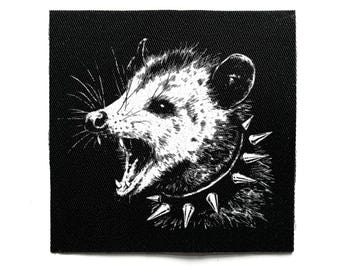 Parche para coser de zarigüeya punk: divertido, cottagecore oscuro, weirdcore, crust punk, gótico, parches para chaquetas y bolsos.