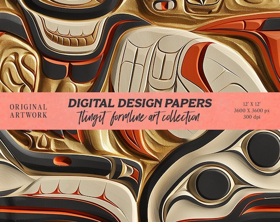 Tlingit/haida Formline Digital Paper, Northwest Coast Art