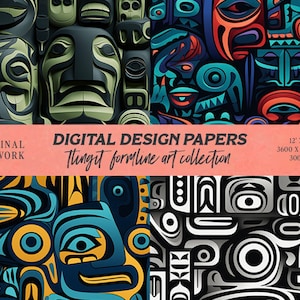 Tlingit/Haida Formline Digital Paper, Northwest Coast art, Scrapbook Papers, Seamless, Digital Background, Printable Paper Set, Indigenous
