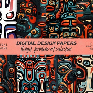 Tlingit/Haida Formline Digital Paper, Northwest Coast art, Scrapbook Papers, Seamless, Digital Background, Printable Paper Set, Indigenous