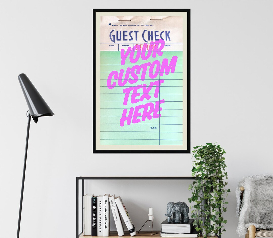 Custom Guest Check Art Print Download, Bar Cart Wall Art, Custom Preppy